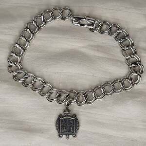 Vtg ABWA Sterling Silver Torch Charm Double Link Bracelet Business Woman